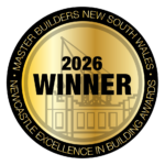 Gold 2026 Winner badge from the Master Builders Awards, New South Wales